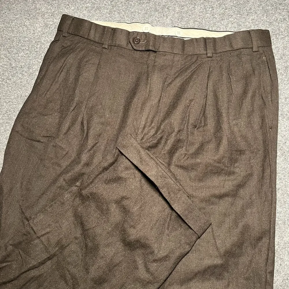 Brooks Brothers Pants Mens 35x28 Wool Brown Dress Pleated Cuffed Canada